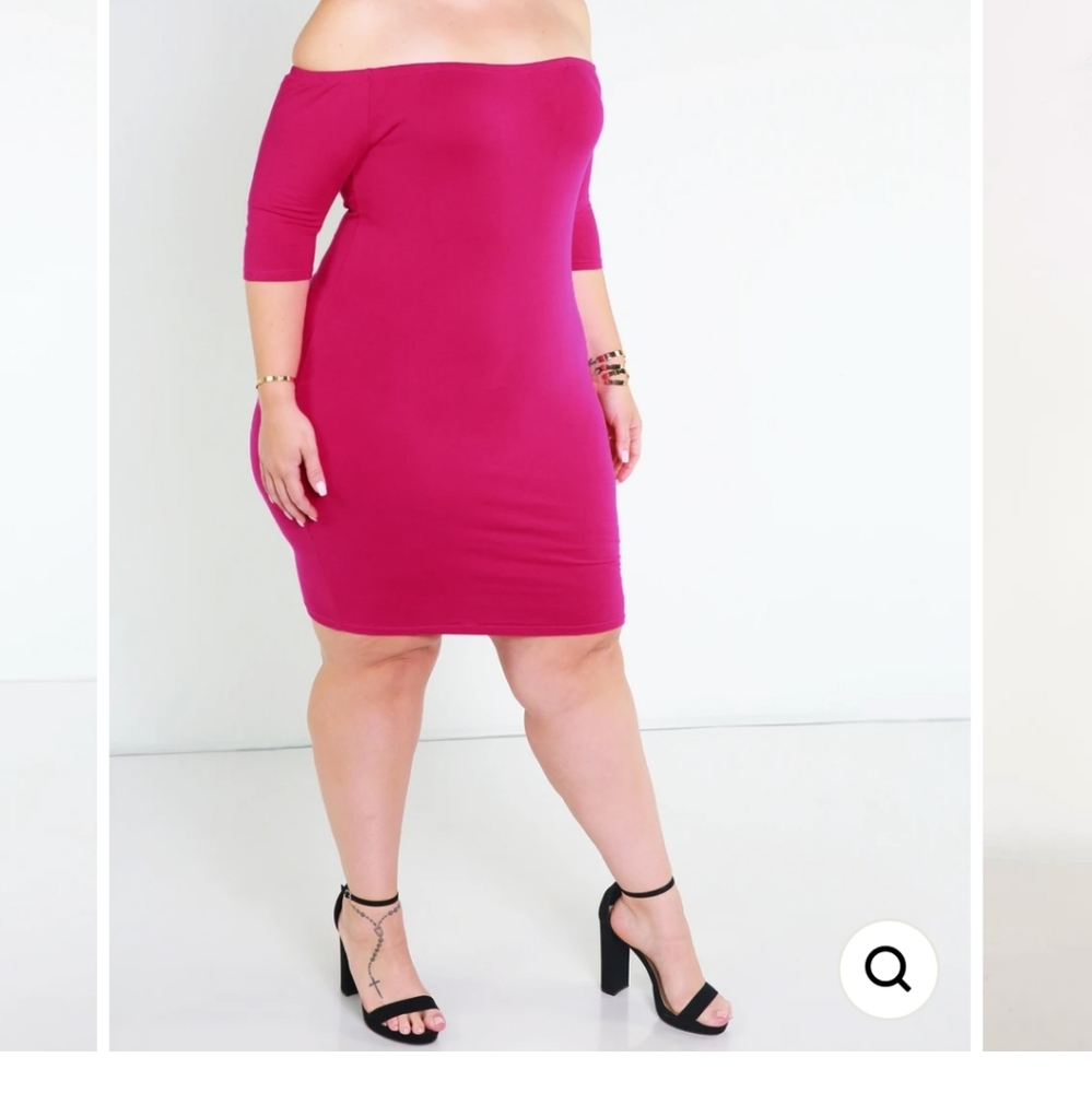 "So What" Over The Shoulder Mini Dress in Fuchsia